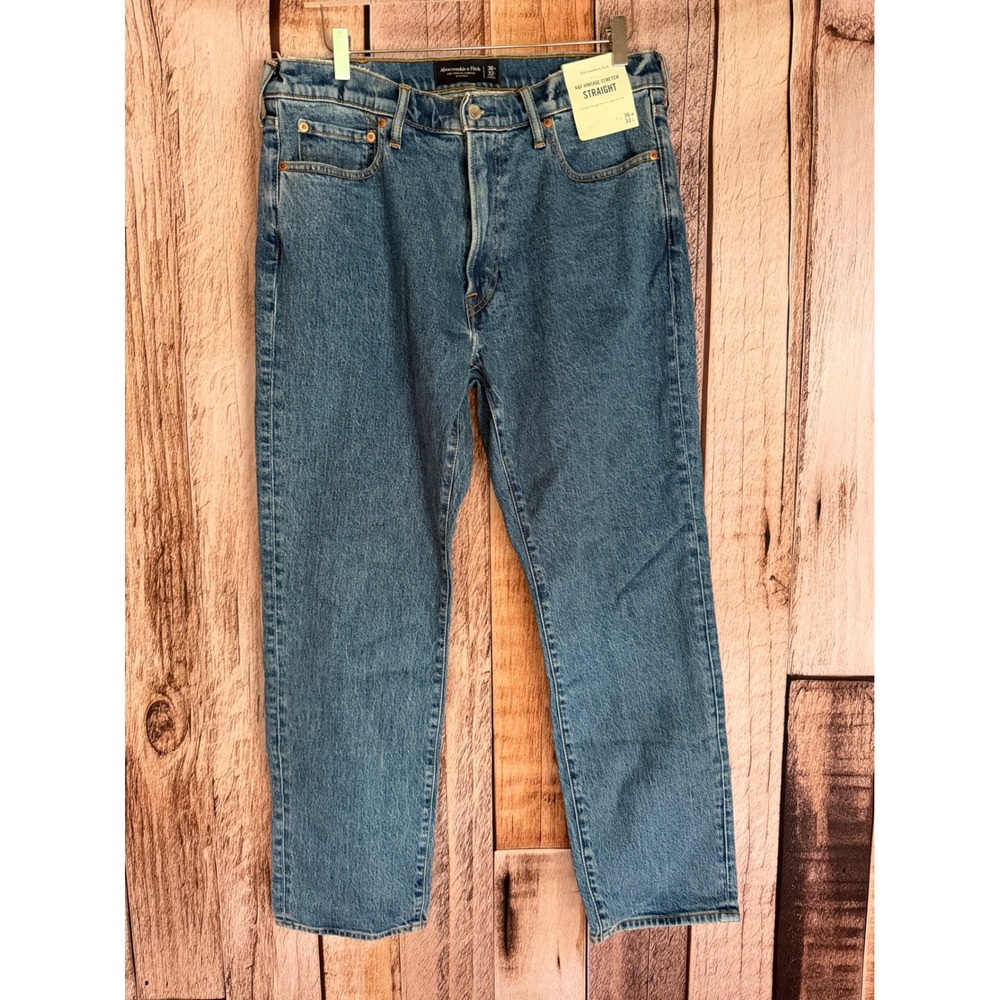 Abercrombie & Fitch Jeans Vintage Stretch Straight Blue Classic Size 36x32 NWT